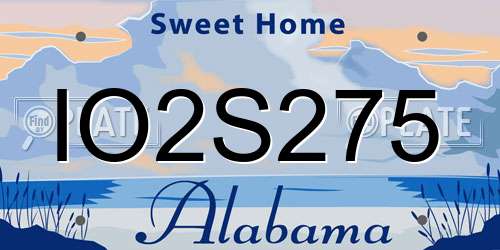 IO2S275 Alabama License Plate