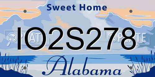 IO2S278 Alabama License Plate