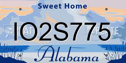 IO2S775 Alabama License Plate