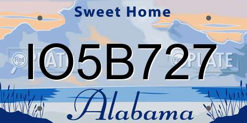 IO5B727 Alabama License Plate