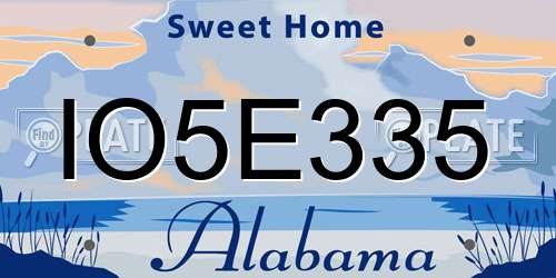 IO5E335 Alabama License Plate