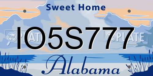 IO5S777 Alabama License Plate