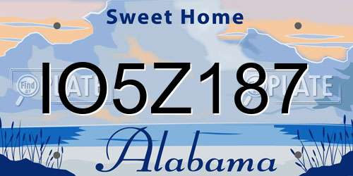 IO5Z187 Alabama License Plate