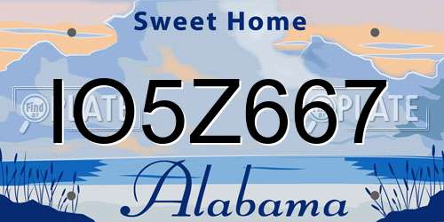 IO5Z667 Alabama License Plate