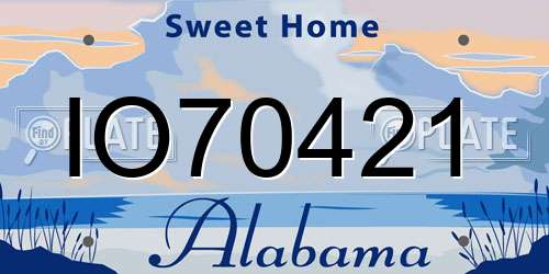 IO70421 Alabama License Plate