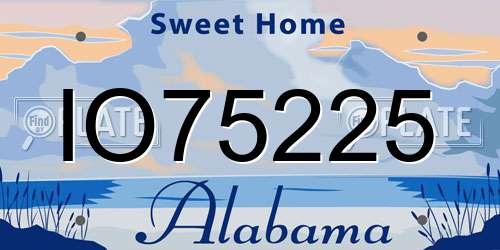 IO75225 Alabama License Plate