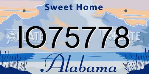 IO75778 Alabama License Plate