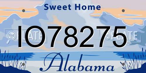 IO78275 Alabama License Plate