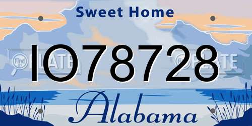 IO78728 Alabama License Plate