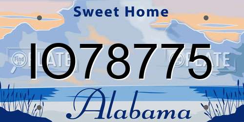 IO78775 Alabama License Plate
