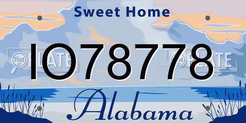 IO78778 Alabama License Plate