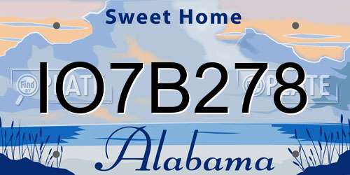 IO7B278 Alabama License Plate