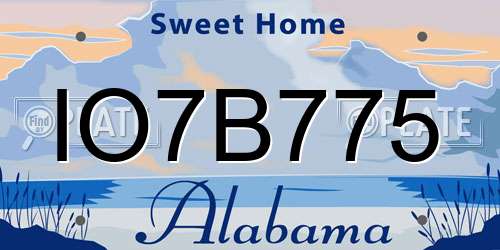 IO7B775 Alabama License Plate