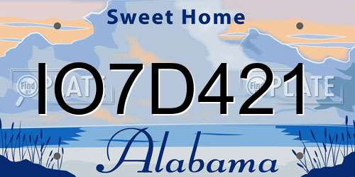 IO7D421 Alabama License Plate