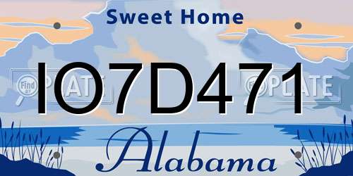 IO7D471 Alabama License Plate