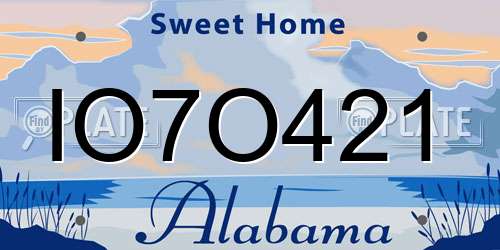 IO7O421 Alabama License Plate