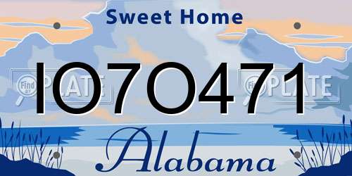 IO7O471 Alabama License Plate