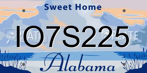 IO7S225 Alabama License Plate