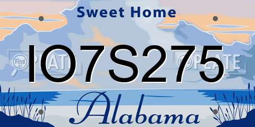 IO7S275 Alabama License Plate