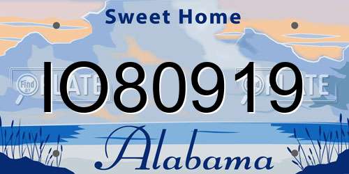 IO80919 Alabama License Plate