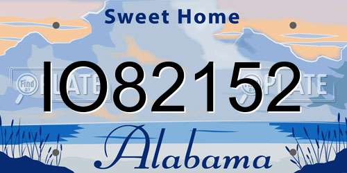IO82152 Alabama License Plate