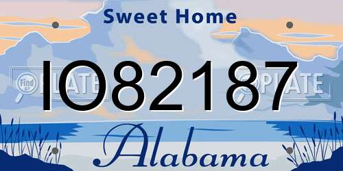 IO82187 Alabama License Plate