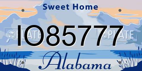 IO85777 Alabama License Plate