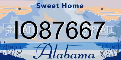 IO87667 Alabama License Plate