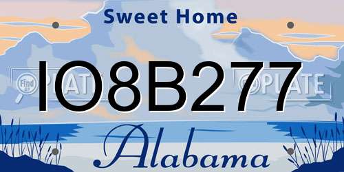 IO8B277 Alabama License Plate
