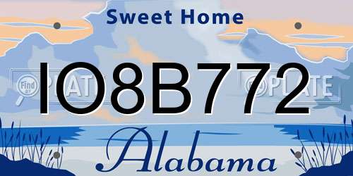 IO8B772 Alabama License Plate