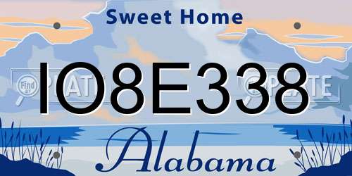 IO8E338 Alabama License Plate