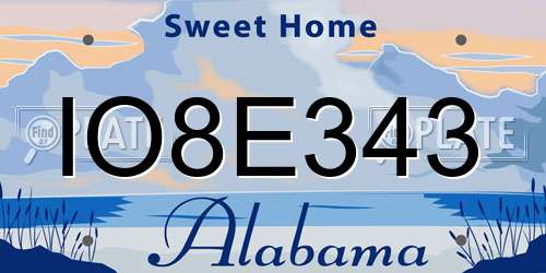 IO8E343 Alabama License Plate