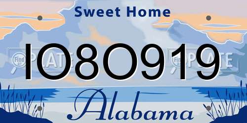 IO8O919 Alabama License Plate
