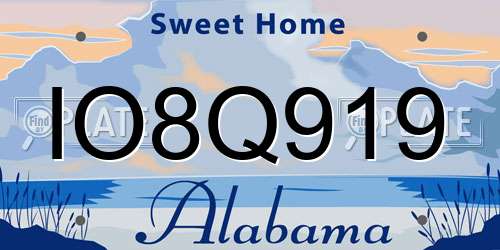 IO8Q919 Alabama License Plate