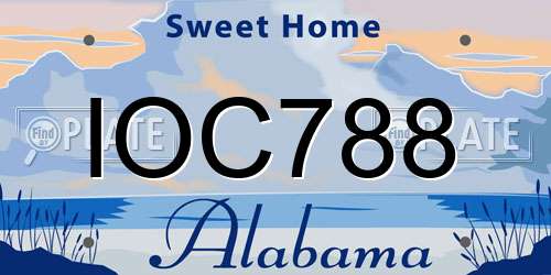 IOC788 Alabama License Plate