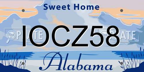 IOCZ58 Alabama License Plate