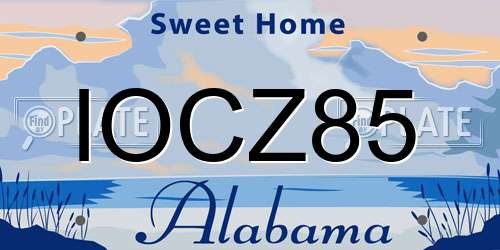 IOCZ85 Alabama License Plate