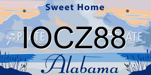 IOCZ88 Alabama License Plate