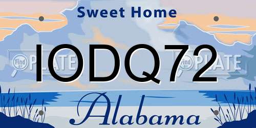 IODQ72 Alabama License Plate
