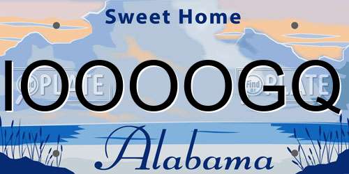 IOOOOGQ Alabama License Plate