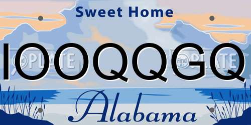 IOOQQGQ Alabama License Plate