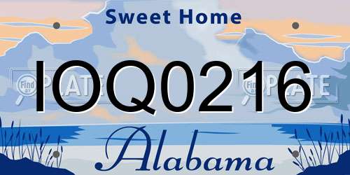IOQ0216 Alabama License Plate