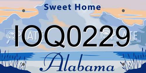 IOQ0229 Alabama License Plate