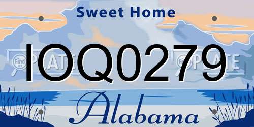 IOQ0279 Alabama License Plate