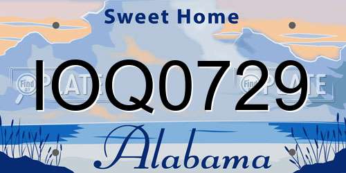 IOQ0729 Alabama License Plate
