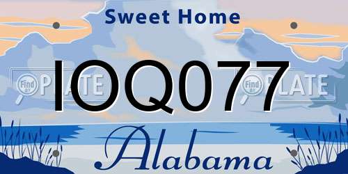 IOQ077 Alabama License Plate