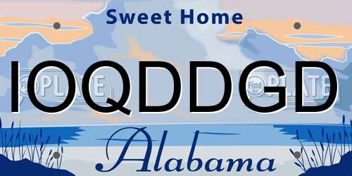 IOQDDGD Alabama License Plate