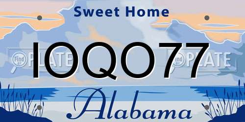 IOQO77 Alabama License Plate