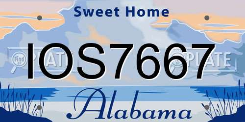 IOS7667 Alabama License Plate