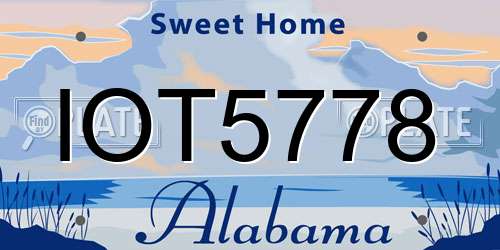 IOT5778 Alabama License Plate